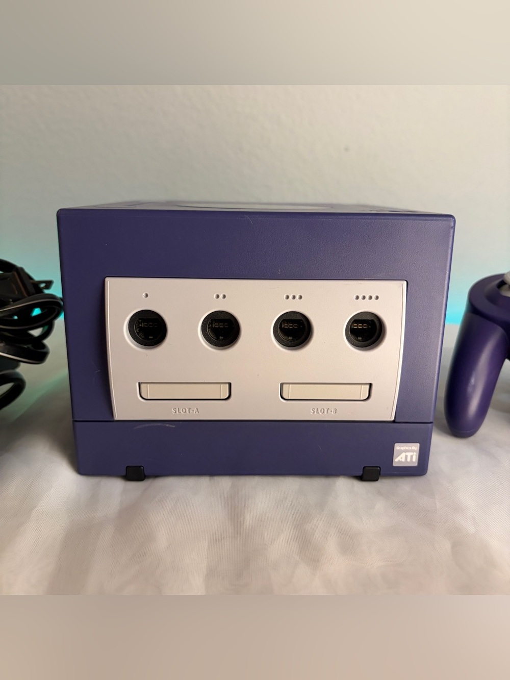 Nintendo GameCube Purple Console Bundle Controllers Power/AV Cables Tested Works - Picture 9 of 16